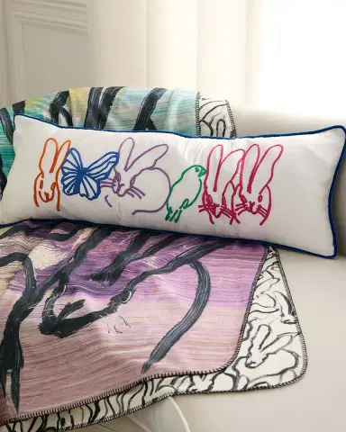 Hunt Slonem Best Bunnies Reversible Throw Blanket, 60" x 80" | Thumbnail 2