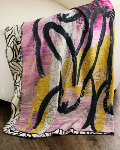 Hunt Slonem Best Bunnies Reversible Throw Blanket, 60" x 80" | Thumbnail 1