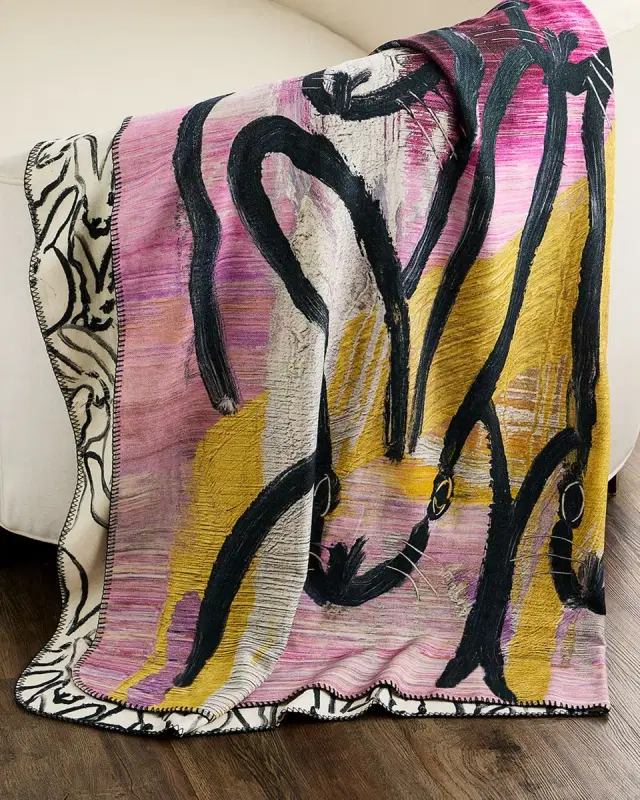 Hunt Slonem Best Bunnies Reversible Throw Blanket, 60" x 80"