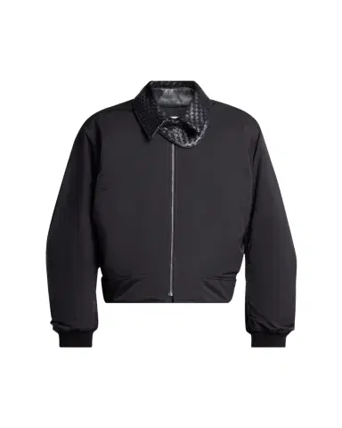 Bottega Veneta Men's Leather Intrecciato-Collar Nylon Blouson | Thumbnail 1 Bottega Veneta Men's Leather Intrecciato-Collar Nylon Blouson | Thumbnail 1