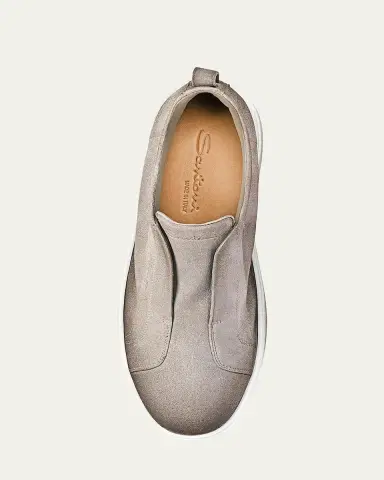 Santoni Men's Victory Logo Suede Slip-On Sneakers | Thumbnail 2 Santoni Men's Victory Logo Suede Slip-On Sneakers | Thumbnail 2