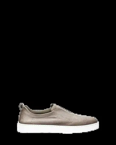 Santoni Men's Victory Logo Suede Slip-On Sneakers | Thumbnail 4 Santoni Men's Victory Logo Suede Slip-On Sneakers | Thumbnail 4