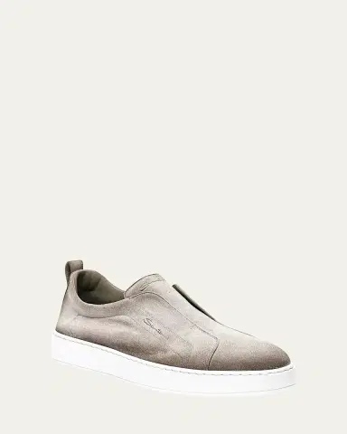 Santoni Men's Victory Logo Suede Slip-On Sneakers | Thumbnail 5 Santoni Men's Victory Logo Suede Slip-On Sneakers | Thumbnail 5