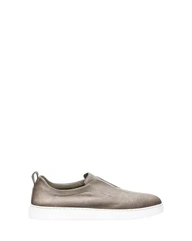 Santoni Men's Victory Logo Suede Slip-On Sneakers | Thumbnail 1 Santoni Men's Victory Logo Suede Slip-On Sneakers | Thumbnail 1