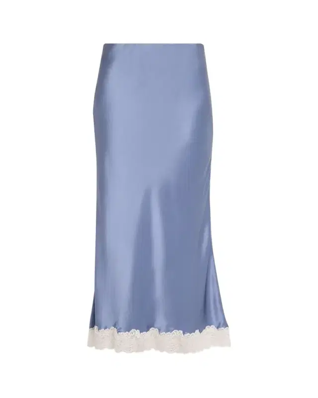 Janella Lace-Hem Silk Maxi Skirt