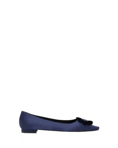Manolo Blahnik Fortan Satin Ballerina Flats | Thumbnail 1