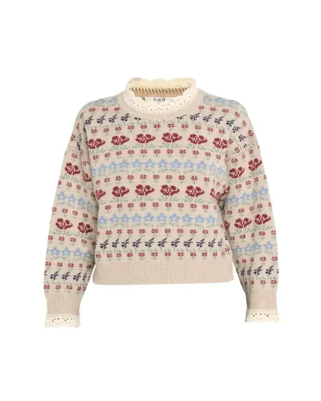 Sea Preston Crochet-Trim Fair Isle Sweater