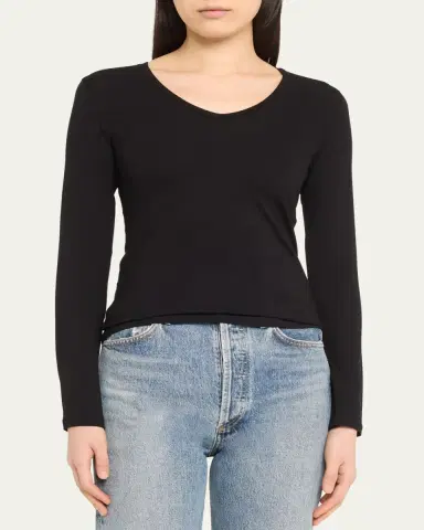 MAJESTIC FILATURES Soft Touch Long-Sleeve V-Neck Tee | Thumbnail 4 MAJESTIC FILATURES Soft Touch Long-Sleeve V-Neck Tee | Thumbnail 4