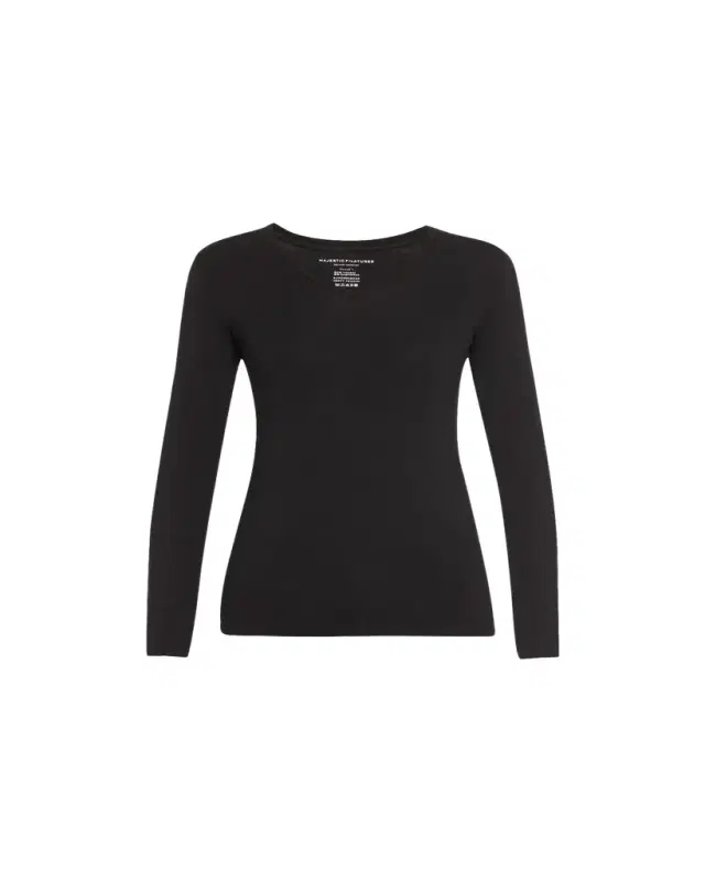 Majestic Filatures Soft Touch Long-Sleeve V-Neck Tee