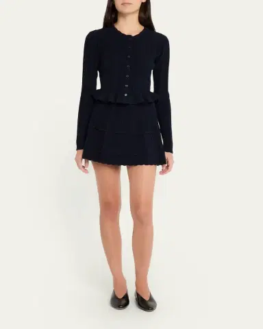 LoveShackFancy Orly Cropped Peplum Cardigan | Thumbnail 2 LoveShackFancy Orly Cropped Peplum Cardigan | Thumbnail 2