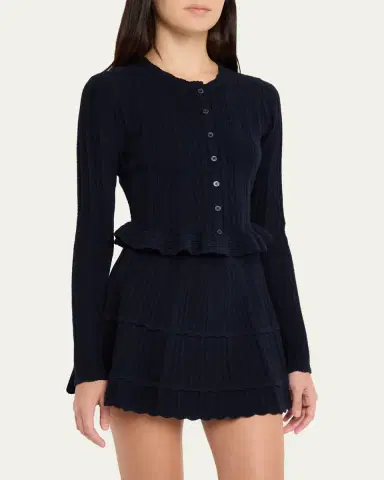 LoveShackFancy Orly Cropped Peplum Cardigan | Thumbnail 4 LoveShackFancy Orly Cropped Peplum Cardigan | Thumbnail 4