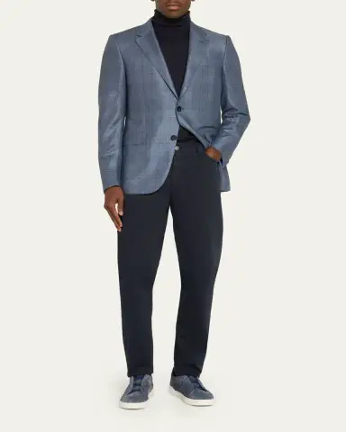 Zegna Men's Cashmere and Silk Plaid Sport Coat | Thumbnail 2