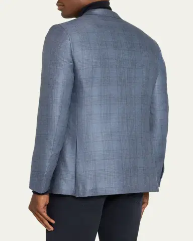 Zegna Men's Cashmere and Silk Plaid Sport Coat | Thumbnail 3