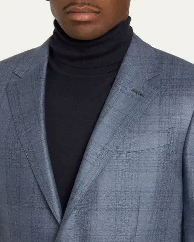 Zegna Men's Cashmere and Silk Plaid Sport Coat | Thumbnail 5