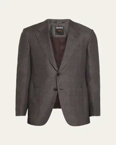 Zegna Men's Cashmere and Silk Plaid Sport Coat | Thumbnail 6