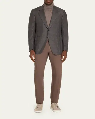 Zegna Men's Cashmere and Silk Plaid Sport Coat | Thumbnail 7