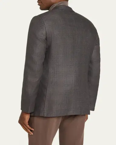 Zegna Men's Cashmere and Silk Plaid Sport Coat | Thumbnail 8