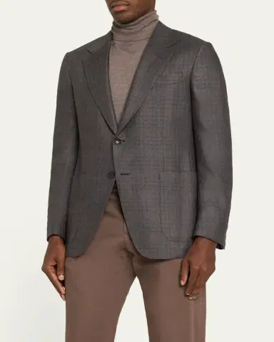 Zegna Men's Cashmere and Silk Plaid Sport Coat | Thumbnail 9