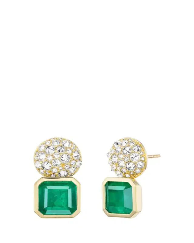 Emily P. Wheeler Emerald Spike Stud Earrings with Diamonds