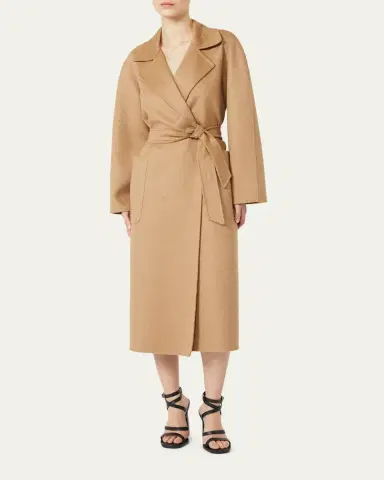 Max Mara Wool Belted Long Wrap Coat | Thumbnail 2 Max Mara Wool Belted Long Wrap Coat | Thumbnail 2