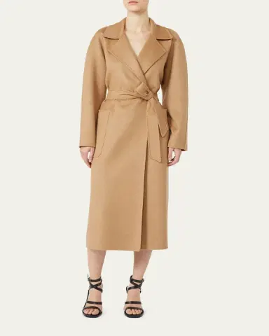 Max Mara Wool Belted Long Wrap Coat | Thumbnail 4 Max Mara Wool Belted Long Wrap Coat | Thumbnail 4