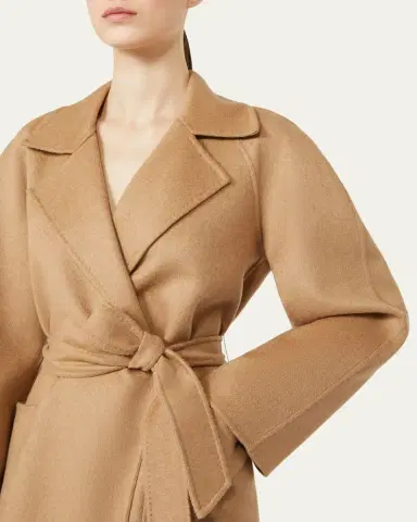 Max Mara Wool Belted Long Wrap Coat | Thumbnail 5 Max Mara Wool Belted Long Wrap Coat | Thumbnail 5