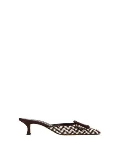 Manolo Blahnik 50mm Maysalebi Houndstooth Mule Pumps | Thumbnail 1 Manolo Blahnik 50mm Maysalebi Houndstooth Mule Pumps | Thumbnail 1