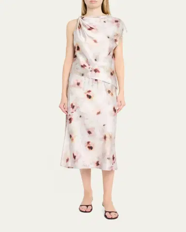 Vince Watercolor Floral Midi Skirt | Thumbnail 2 Vince Watercolor Floral Midi Skirt | Thumbnail 2