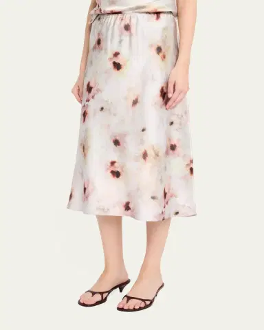 Vince Watercolor Floral Midi Skirt | Thumbnail 4 Vince Watercolor Floral Midi Skirt | Thumbnail 4