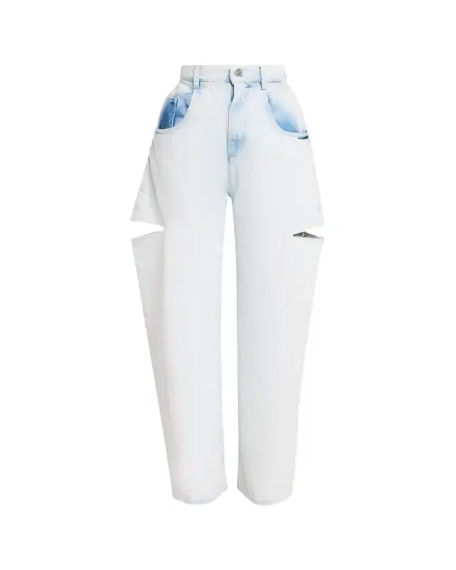 MM6 Maison Margiela Cutout Bleached Barrel-Leg Jeans