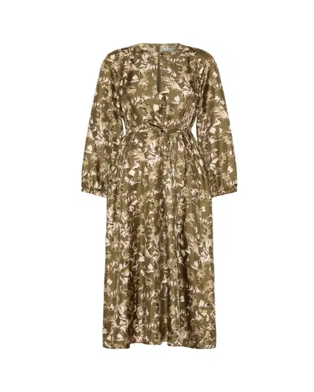 Max Mara Coccole Floral Silk Belted Midi Dress