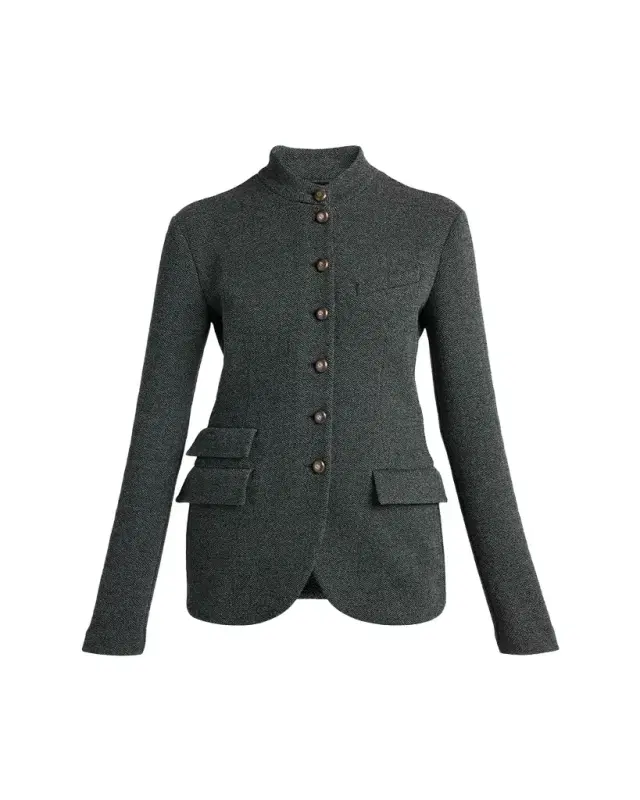 Giorgio Armani Buttoned Herringbone Jacket