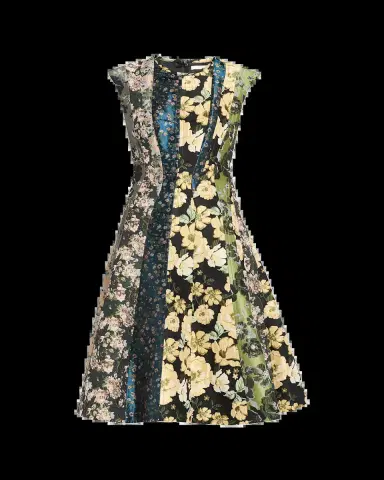 Jason Wu Collection Mixed Floral Silk Jacquard Patchwork Midi Dress | Thumbnail 2