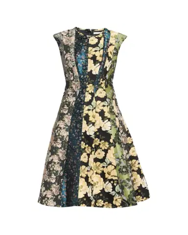 Jason Wu Collection Mixed Floral Silk Jacquard Patchwork Midi Dress | Thumbnail 1