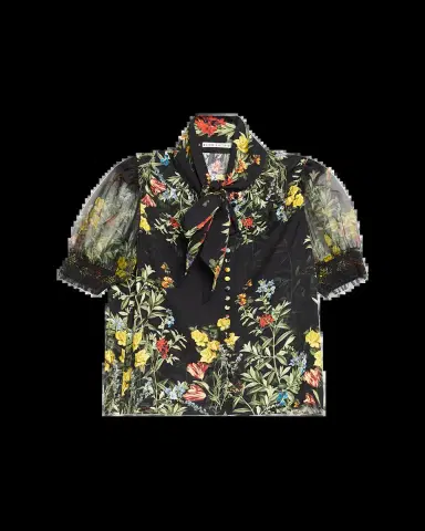 Alice + Olivia Brentley Tie-Neck Floral Blouse | Thumbnail 2