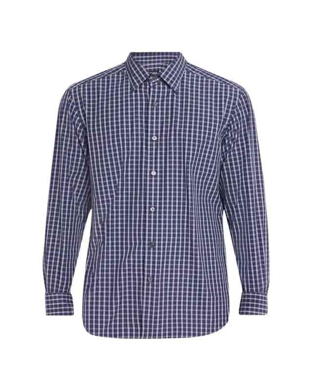 ZEGNA Men's Centoquaranta Cotton Plaid Button-Front Shirt