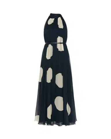 Max Mara Polka-Dot Silk Chiffon Scarf-Neck Halter Maxi Dress | Thumbnail 1