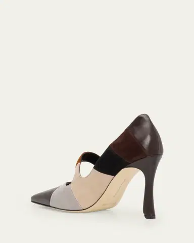 Manolo Blahnik 105mm Difusa Colorblock Mixed Leather Pumps | Thumbnail 2