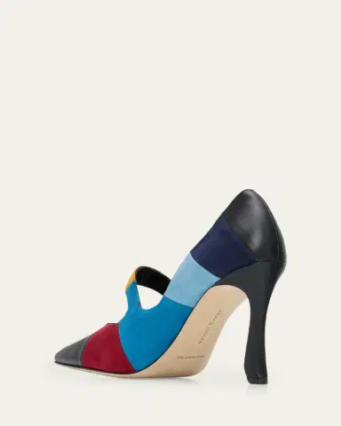 Manolo Blahnik 105mm Difusa Colorblock Mixed Leather Pumps | Thumbnail 5