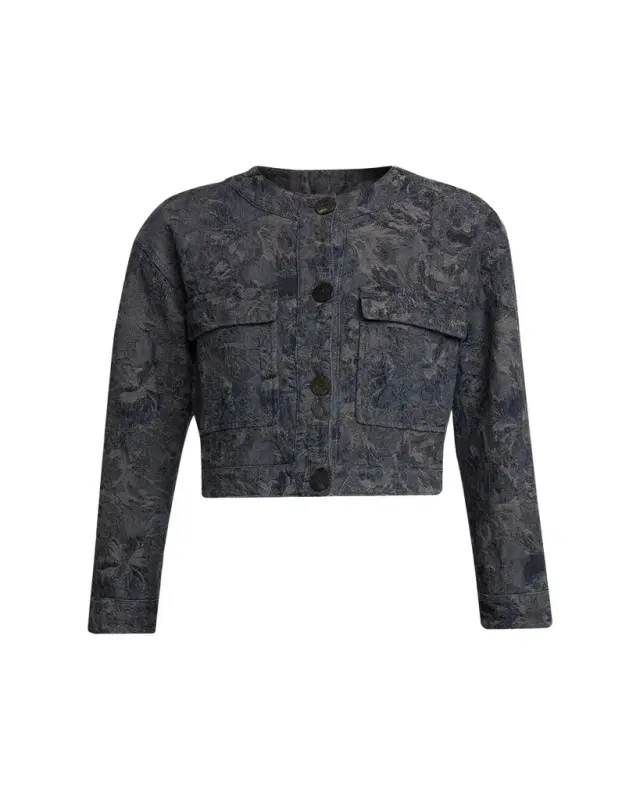 Giorgio Armani Caban Cropped Floral Jacquard Coat