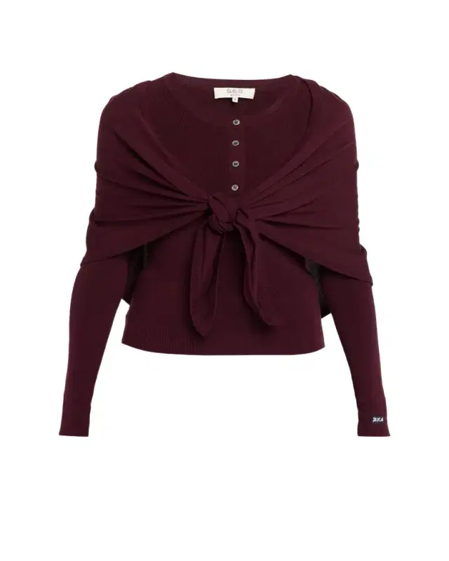 Sea Jane Henley Sweater with Scarf