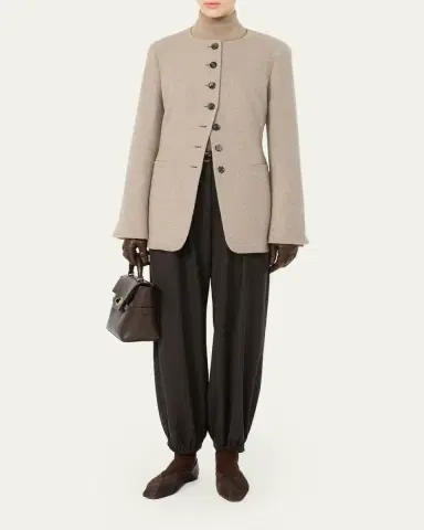 Max Mara Wool Single-Breasted Collarless Jacket | Thumbnail 2 Max Mara Wool Single-Breasted Collarless Jacket | Thumbnail 2