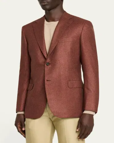 Brioni Men's Silk and Cashmere Prince of Wales Sport Coat | Thumbnail 4