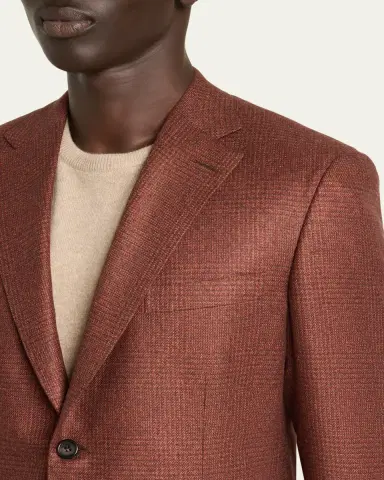 Brioni Men's Silk and Cashmere Prince of Wales Sport Coat | Thumbnail 5