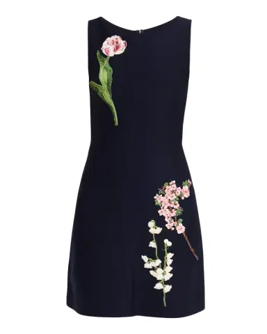 Oscar de la Renta Sleeveless Floral Embroidered Wool Knit Mini Dress | Thumbnail 1 Oscar de la Renta Sleeveless Floral Embroidered Wool Knit Mini Dress | Thumbnail 1