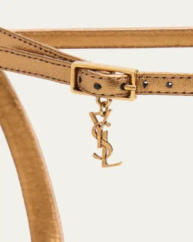 Saint Laurent 140mm Franciane Metallic Leather Platform Sandals | Thumbnail 3