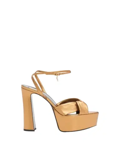 Saint Laurent 140mm Franciane Metallic Leather Platform Sandals | Thumbnail 1