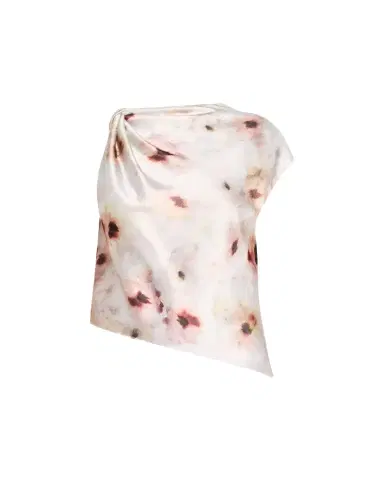 Vince Watercolor Floral Satin Twisted Asymmetric Top | Thumbnail 1 Vince Watercolor Floral Satin Twisted Asymmetric Top | Thumbnail 1