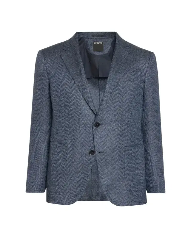 ZEGNA Men's Wool and Cotton Chevron Single-Breasted Sport Coat