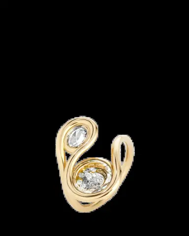 MORITZ GLIK 18K Yellow Gold Kaleidoscope Shaker Clave Ring with Diamonds, Petite | Thumbnail 2